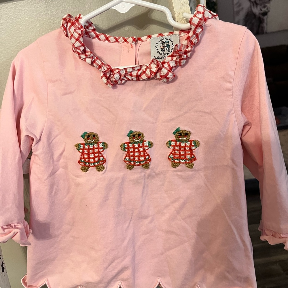 Southern Darling Smock   Toddler Top Pink with Gingham Trim and Bear Smocking
